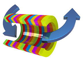 Image showing 3d colorful abstract cut pipe and arrows