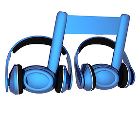 Image showing headphones and 3d note