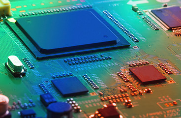 Image showing Electronic circuit board close up.