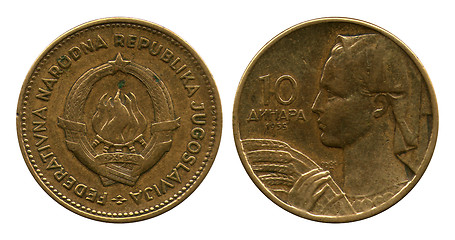 Image showing ten dinar, FPR Yugoslavia, 1955