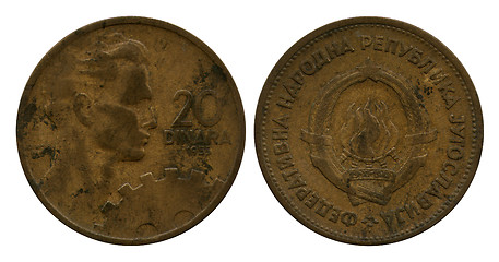 Image showing twenty dinar, FPR Yugoslavia, 1955