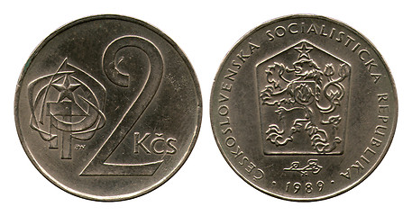 Image showing two kronas, Czechoslovakian Socialist Republic, 1989