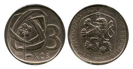 Image showing three kronas, Czechoslovakian Socialist Republic, 1969