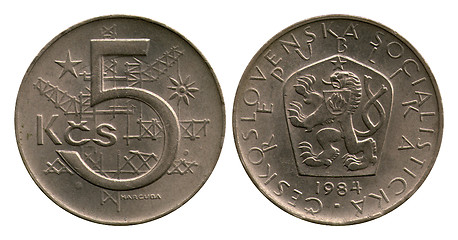 Image showing five kronas, Czechoslovakian Socialist Republic, 1984