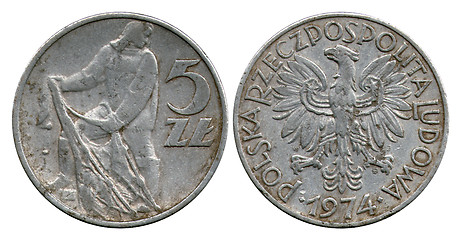 Image showing five zlotych, Polish Public Republic, 1974