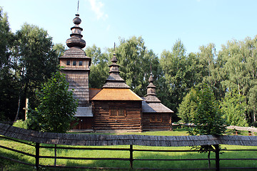 Image showing nice wooden church in village of Western Ukraine