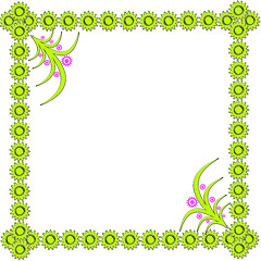 Image showing frame in the corner from light-green figures