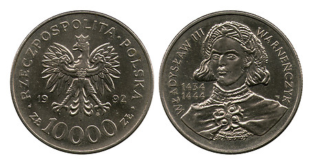 Image showing ten thousand zlotych, Poland, Vladislav Third, 1992