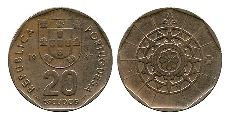 Image showing twenty escudos, Portugal, 1987