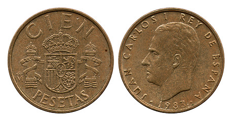 Image showing fifty pesetas, Spain, king Juan Karlos, 1983