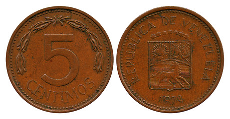 Image showing five centimos, Venezuela, 1974