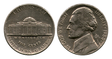 Image showing five cents, USA, Dzheferson, 1980