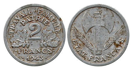 Image showing two francs, France, 1943