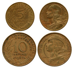 Image showing five and ten centimes, France, 1965, 1966