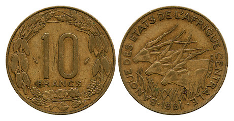Image showing ten francs CFA, 1981
