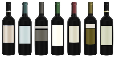 Image showing Seven bottles of wine 