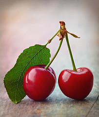 Image showing fresh red cherries