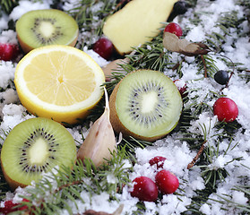 Image showing Fruit on snow