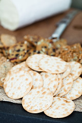 Image showing Crackers and cheese