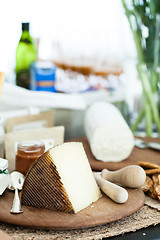 Image showing Cheese on wooden board