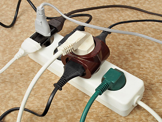 Image showing Overloaded extension cord