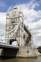 Image showing tower bridge taken from butlers wharf pier london england uk tak