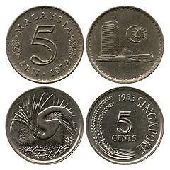 Image showing five cents, Singapore, 1973, 1983