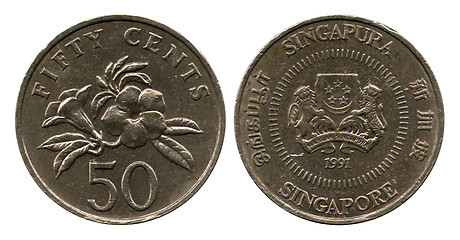 Image showing fifty cents, Singapore, 1991