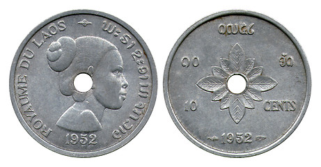 Image showing ten cents, Laos, 1952