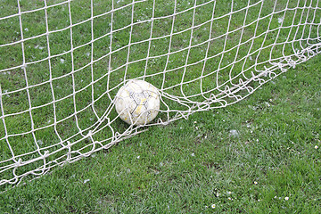 Image showing Soccer Ball in Goal 