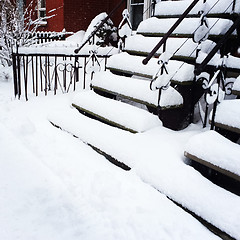 Image showing Staircases after snowstorm