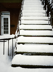 Image showing Staircase after snowstorm