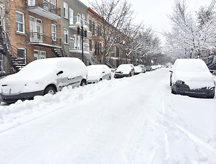 Image showing Urban street after snowstorm