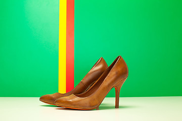 Image showing pair of brown high heels