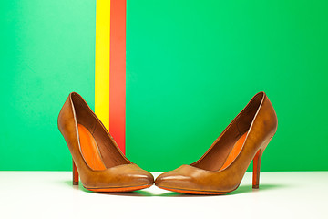 Image showing pair of brown high heels