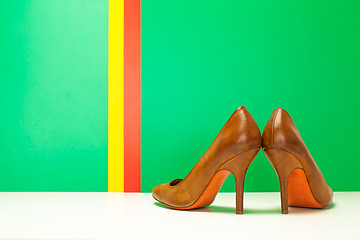 Image showing pair of brown high heels