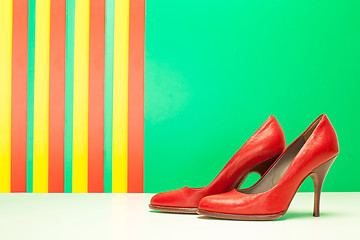 Image showing pair of red high heels