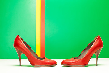 Image showing pair of red high heels