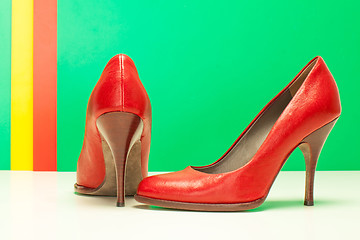 Image showing pair of red high heels