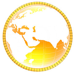 Image showing Yellow 3d globe icon with highlights 