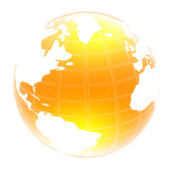 Image showing Yellow 3d globe icon with highlights 