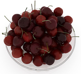 Image showing Sweet cherries on a plate