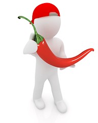 Image showing 3d man with chili pepper