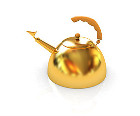 Image showing Glossy golden kettle 