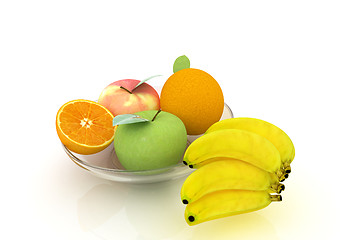 Image showing Citrus and apple on a plate