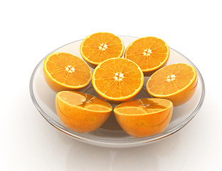 Image showing half oranges on a plate
