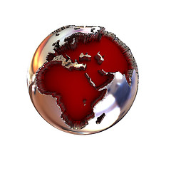 Image showing 3d illustration chrome of earth globe