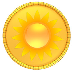 Image showing Gold coin with the sun