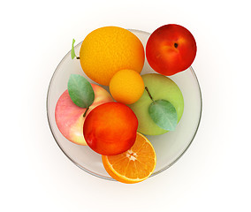 Image showing Citrus and apple on a plate