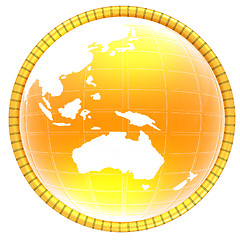 Image showing Yellow 3d globe icon with highlights 